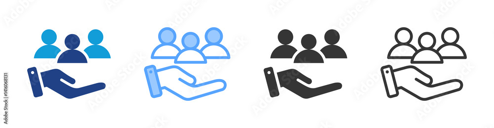 Poster employes icon set multiple style collection