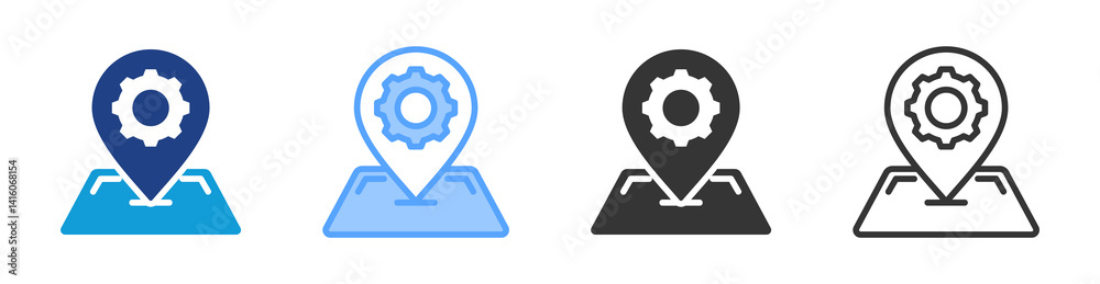 Poster Remote Location icon set multiple style collection