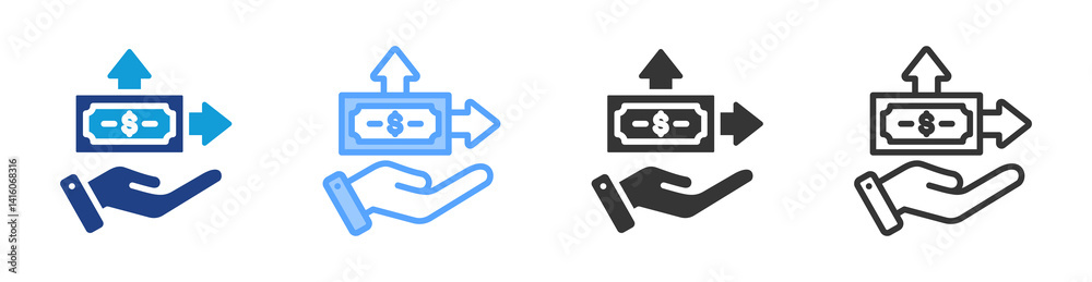 Poster Spend icon set multiple style collection
