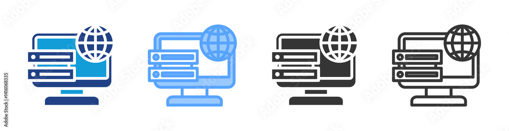 Poster Web Hosting icon set multiple style collection