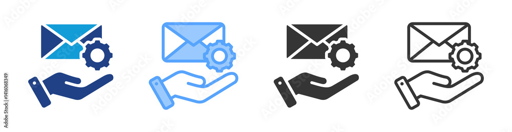 Poster Mail Services icon set multiple style collection
