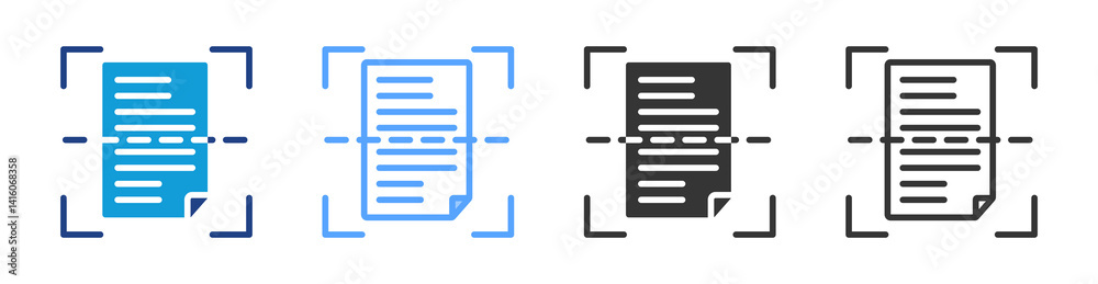 Poster Scanning icon set multiple style collection