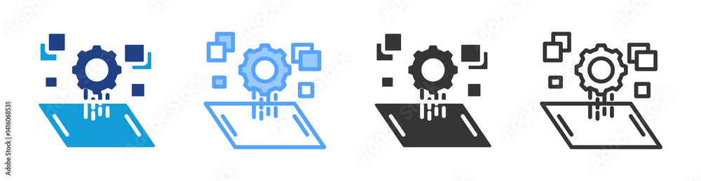 Poster Platforms icon set multiple style collection