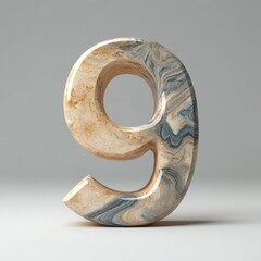 3D Zahl 9 in Marmoroptik