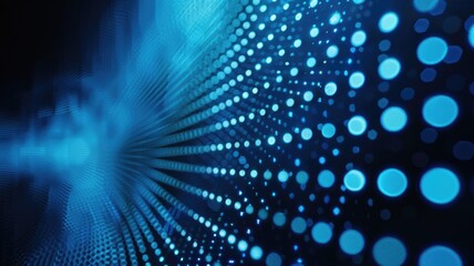 Obraz premium Abstract picture of blue light particle with digital technology style design connecting become dynamic of electric wave movement represent about flowing of data or structure of network system. AIG53.