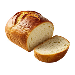 Many slices of bread on a white or transparent background.