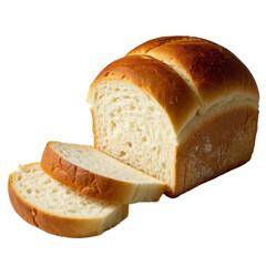 Many slices of bread on a white or transparent background.