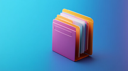 A colorful file folder with a blue background