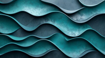 Abstract Teal Wave Pattern: Modern Digital Art
