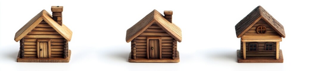Miniature Wooden Log Cabins