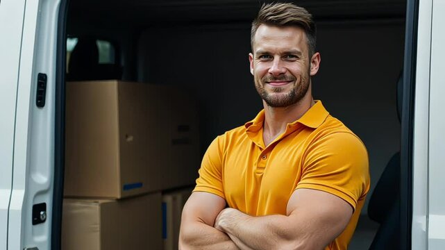 Confident man standing with arms crossed, strength and charisma