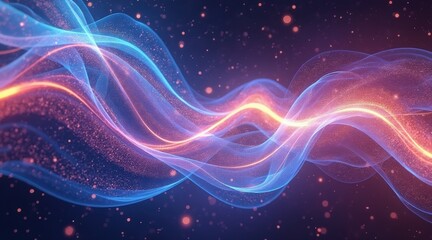 Abstract colorful wave patterns with sparkling effects.