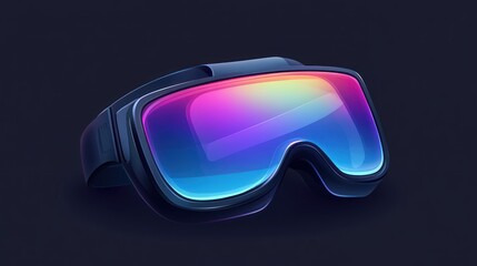 Colorful ski goggles on dark background, winter sport, website banner