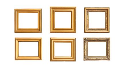 collection of square picture frames, isolated on transparent background