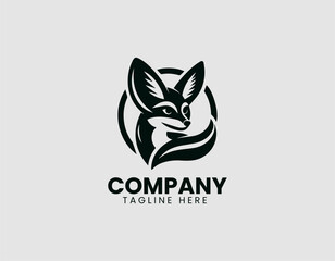 Fennec Fox Vector Logo Design, Adorable Fennec Fox Illustration Logo