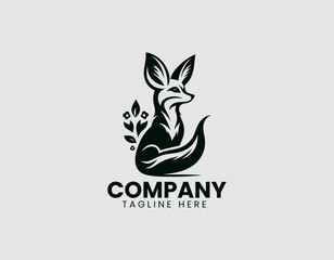 Obraz premium Fennec Fox Vector Logo Design, Adorable Fennec Fox Illustration Logo