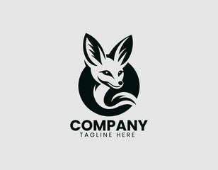 Fennec Fox Vector Logo Design, Adorable Fennec Fox Illustration Logo