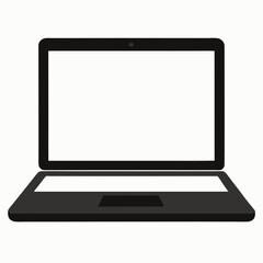 Silver portable laptop computer with a blank screen isolated on white technology