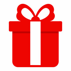 Red gift box with ribbon bow, a festive present for holiday celebration