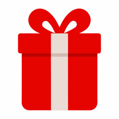 Red gift box with ribbon bow, a festive present for holiday celebration
