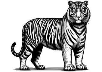 Detailed Vector Illustration of a Tiger