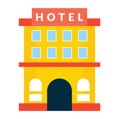 hotel building vector illustration isolated yellow color