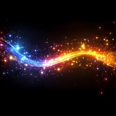 Obraz premium Glowing wave of vibrant, multicolored light particles