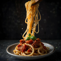 Spaghetti Amatriciana with Glossy Tomato Sauce and Crisped Beef