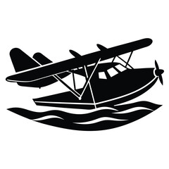 Seaplane With Pontoons Skimming Water Surface