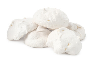Delicious homemade meringue cookies isolated on white