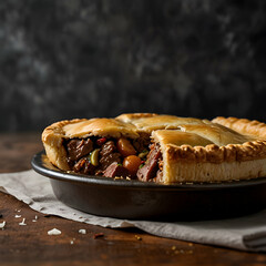 Golden-Brown Australian Meat Pie with Rich Beef Filling and Flaky Pastry Crust