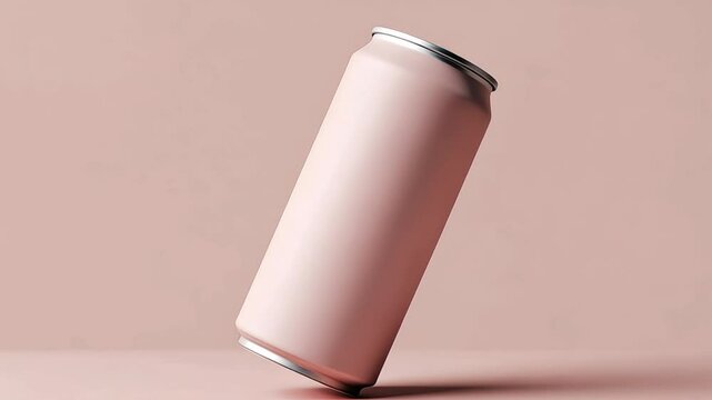 Soft pink soda can on pastel backdrop, evoking modern product design and minimal aesthetics