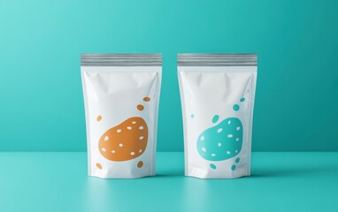 Minimalist Food Packaging Design: Two Stand-Up Pouches with Abstract Shapes
