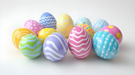 Fototapeta premium Colorful Decorative Easter Eggs on White Background
