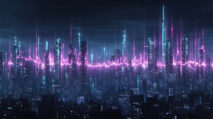 Fototapeta premium Neon Cityscape Night Pulse