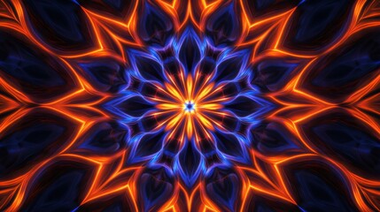 Fiery blue mandala design, digital art
