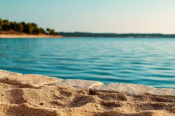 Blue ocean horizon with calm water under soft evening light coastal seascape symbolizing peaceful isolation and infinite natural expanse wide angle scenic stock image