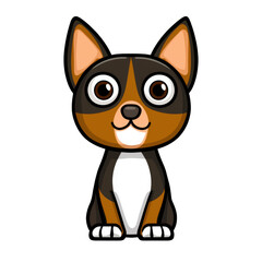 Obraz premium Cartoon illustration of a friendly brown dog with white markings sitting attentively, transparent background