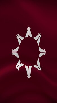Pine Ridge Waving Flag in Vertical Orientation. Realistic Flag Animation. Seamless Loop Background.