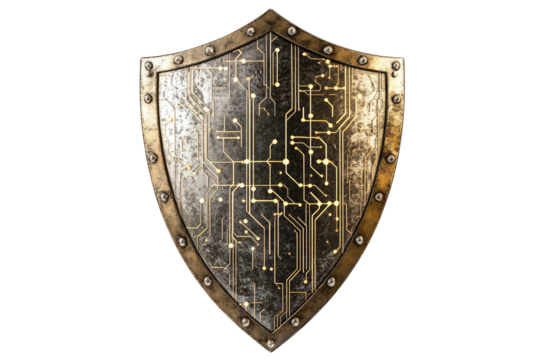 golden shield isolated on white