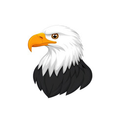 Obraz premium Realistic illustration of an eagle's head with sharp yellow beak and intense orange eye, transparent background
