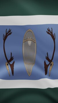 Innu Nation Waving Flag in Vertical Orientation. Realistic Flag Animation. Seamless Loop Background.