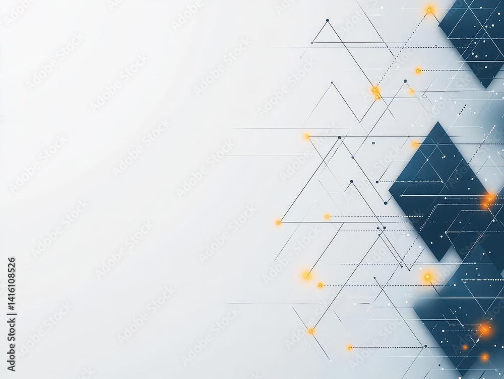 Aufkleber Abstract illustration on white gray background transform with flickering light on dots line triangle pattern present future innovation technology digital network  communication con