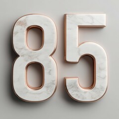 3D Zahl 85 in Weißmarmor