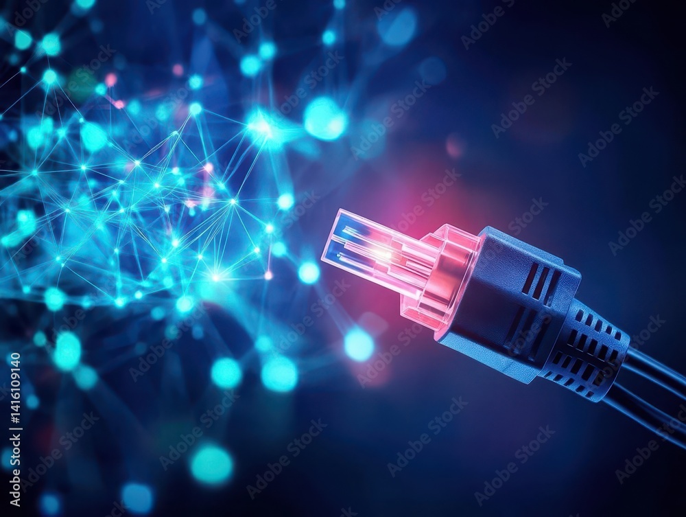 Aufkleber abstract network information web science technology data center fiber optic cable 5g connection futu