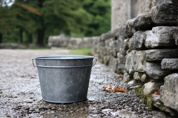 Ronde goutti&egrave;re en zinc, id&eacute;ale pour la collecte des eaux pluviales.