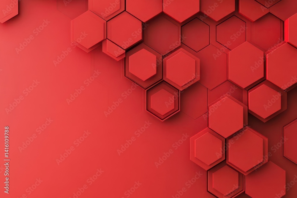 Poster Abstract red technology hexagonal background