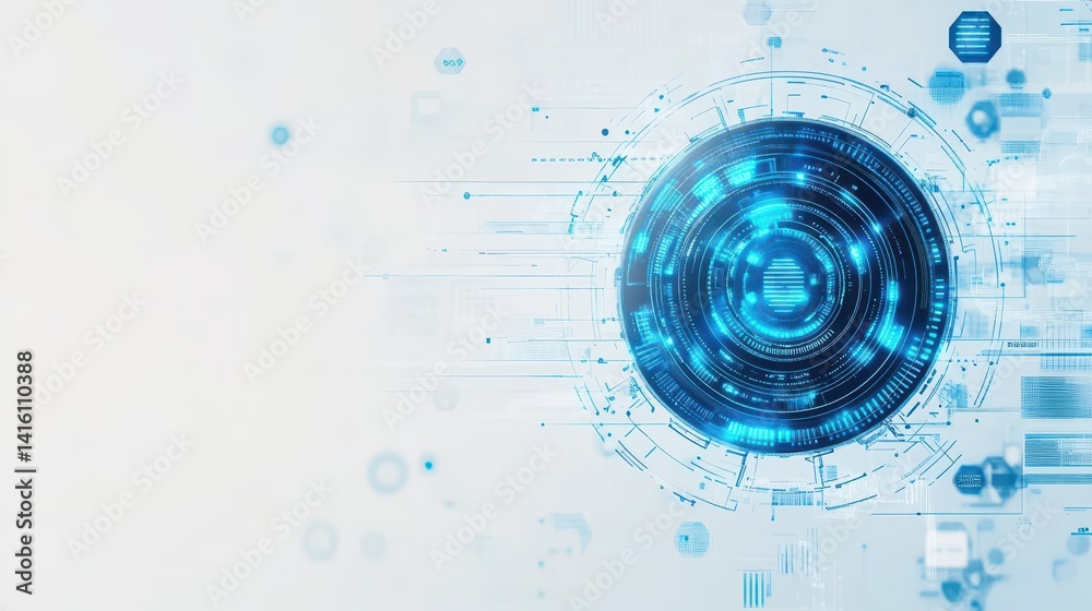 Poster Abstract technology futuristic style big data blue geometric circle pattern on white background and texture