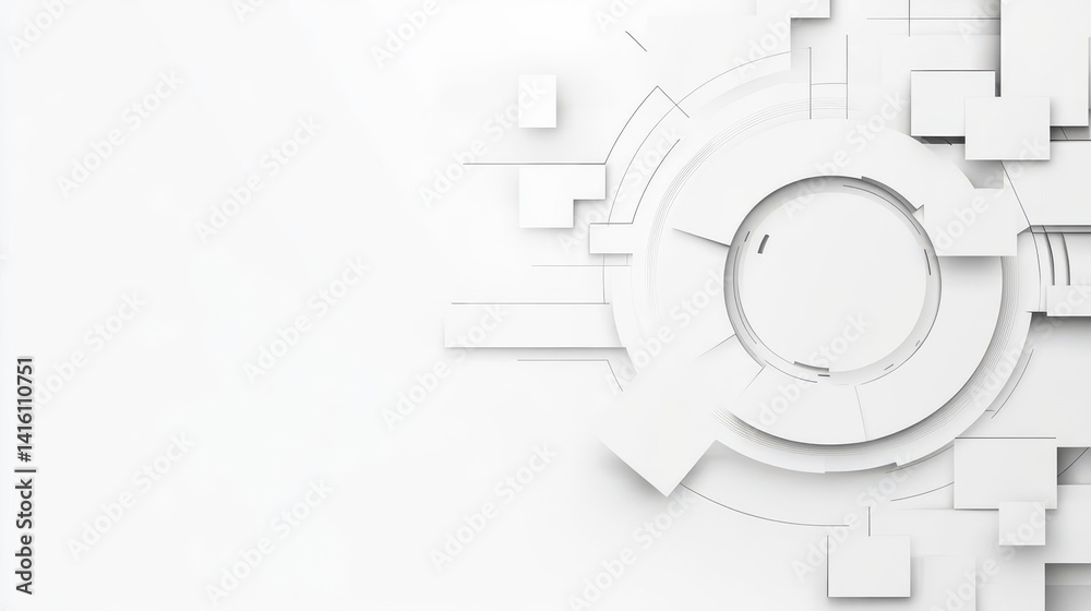 Aufkleber Abstract white background with circle lines Digital future technology concept White and grey abstract modern transparency circle presentation background vector illustration