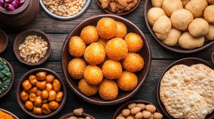 Fototapeta premium Aromatic Indian Sweets Collection: A Delightful Array of Traditional Treats